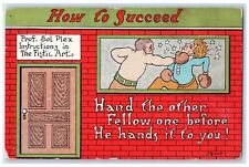 c1910's How To Succeed Prof. Sol Plex Instruction Boxing Humor Bishop Postcard picture