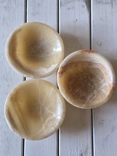 KCGS (3) Yellow Onyx Small Bowls (For Display)  4½in, Pakistan #1583 picture