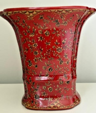 ATTRACTIVE RED ORIENTAL PLANTER WITH FLORAL DESIGN IN PERFECT CONDITION picture