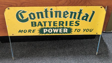 VTG Metal Continental Batteries More Power To You Battery Rack Sign Yellow Green picture