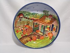 Vintage WCL Large Party Bowl Fall Harvest Farm Hand Painted 13