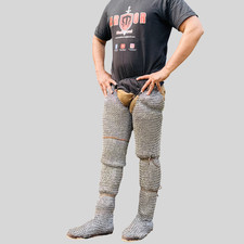 Medieval Chainmail Chausses 9mm Mild Steel | Riveted Leg Armor | LARP SCA, picture