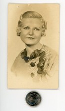 Vintage 1920's mini portrait photo / Serious Blonde Flapper in Beauty School picture