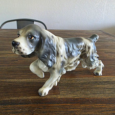 Vintage Nippon Yoko Japan Porcelain Cocker Spaniel Dog Figurine Clover Mark Matt picture
