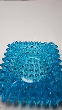 FENTON Light Turquoise Blue Spiked Hobnail Salt Cellar/Tea Light Square Dish EUC picture
