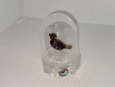Vtg. Hofbauer Lead Crystal Cloche Gold Bird In Cage Dome  The Byrdes Germany 4.5 picture