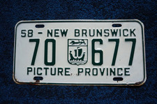 1958 New Brunswick Canada License Plate picture