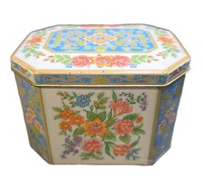 Vintage Floral Tin - By Daher Made In England Pastel Colors trinket jewelry box picture