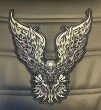 PHOENIX EAGLE WITH WHITE FLAMES LARGE BIKER PATCH IRON ON 13X11 INCH picture