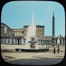 HAND COLOURED Glass Magic Lantern Slide THE VATICAN C1890 PHOTO ROME ITALY ROMA  picture