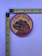 Vintage 1970s I Eat Cats Bulldog Patch Hippie Funny Motorcycle Trucker picture