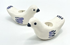 Anthropologie Candle Holders Leah Goren Hand Painted Ceramic Birds Set of 2 NIB picture