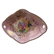 1950s Pink Art Deco Floral Rosalind Pattern Lustre Ware Dish Maling 30cm x 21cm picture