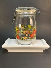 Vintage France Jar Hinged Storage Jar Canister Mushroom Garden Vegtable Vintage picture