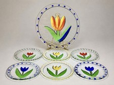 Kosta Boda Tulipa 7pc Art Glass Set Ulrica Hydman Vallien Signed UHV Handpainted picture