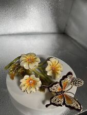 COLORFUL BUTTERFLY & FLOWERS TRINKET BOX BY KEREN KOPAL, BEAUTIFUL CRYSTALS picture