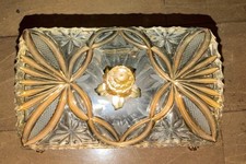 Large Vintage Baccarat-Style Cut Glass Casket/Box The Top Has To Be Reatach picture