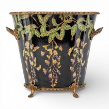 Porcelain and bronze ormolu MIDNIGHT BLOSSOM footed floral planter picture