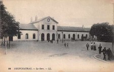 Neufchateau France birds eye view train station passengers antique pc Z18694 picture