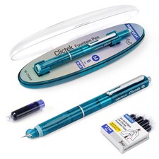 WRITECH Clictek Fountain Pen Set: Retractable Style Blue Ink Medium Nib Trans... picture