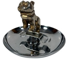 Vintage Mack Truck Bulldog Hood Ornament Chrome Trinket Dish Ash Tray Cigar Rare picture