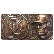 Oklahoma Sooners 3D Bronze Style License Plate Front Car Tag OU Fan Gear, Flat picture