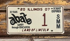 Illinois ABATE 20 Years Motorcycle Safety License Plate Matched Pair / Set 1 NOS picture