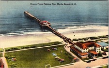 1930-50's OCEAN PLAZA FISHING PIER MYRTLE BEACH SOUTH CAROLINA SC POSTCARD picture