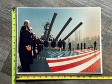 USS Iowa Battleship Photo 11x14 Vintage 1984 Twin Towers World Trade Center NYC picture