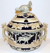 RARE VINTAGE MARZI & REMY GERMAN STONEWARE TURKEY CIDER/WINE/PUNCH TUREEN & LID picture