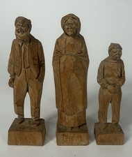 Vintage Trygg Scandinavian Carved Wood Figurine Lot Family Folk Art Figures picture