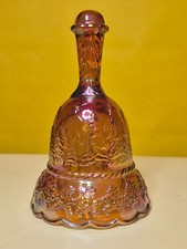New Imperial Vintage Amber Carnival Glass Embossed Santa/Christmas Bell picture