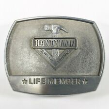 Handyman Club of America Belt Buckle Life Member 1996 Pewter Silver Vintage picture