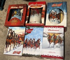 Holiday Budweiser Steins Lot Of 6- 2005, 06, 07, 08, 09, 2010- New In Boxes picture