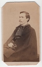 Antique CDV Addis Gallery Civil War Era Officer Cloak Washington DC P B Marvin picture