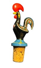 Vintage Portuguese Galo de Barcelos Aluminum Wine Bottle Stopper Hand Painted picture