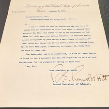 1904 US Embassy Berlin Letter Signed Diplomat Reynolds Hitt - Wisconsin Ancestry picture