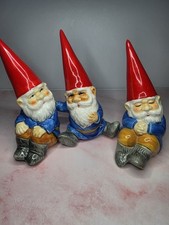Vintage 1979 Unieboek Ceramic Garden Gnomes Figurines Set of 3 without BOX picture
