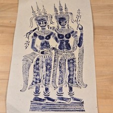 2 Thai Temple Rice Paper Rubbings, 1960's Vintage Thailand Art picture