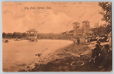 Undivided Back Postcard~ City Park~ People Surrounding The Lake~ Denver, CO picture