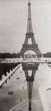 The Eiffel Tower in Paris reflects itself in the tank of the Troca- Old Photo picture