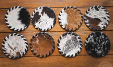 Cowhide Coaster Plain Assorted - SET OF 8 picture