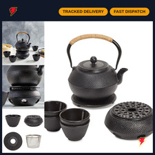 Cast Iron Japanese Tea Kettle Set - 40 oz Tetsubin Teapot, Infuser, Warmer & 4 C picture