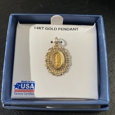 14KT Gold Christian Pendant O Mary Conceived Without Sin Pray For Us picture