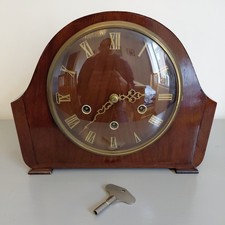 Fine Oak Smiths Enfield Westminster Mantel Shelf Clock Vintage Original Key picture