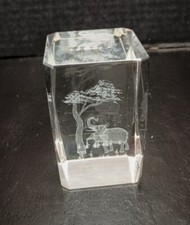 Laser Etched Elephant Glass Paperweight picture