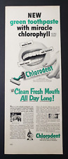 1952 Print Ad Chlorodent Toothpaste Chorophyll Green picture