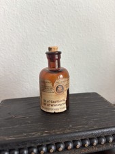 Vintage Fritzsche Brothers Oil Of Wintergreen Amber Glass Apothecary Bottle picture