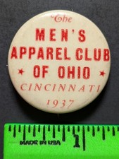 Vintage 1937 Men's Apparel Club Cincinnati Ohio Pinback Pin picture