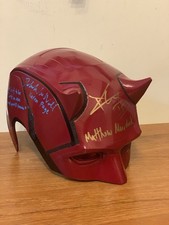 SEND OFFERS Daredevil Helmet Mask Marvel Signed Deborah Ann Woll Charlie Cox JSA picture